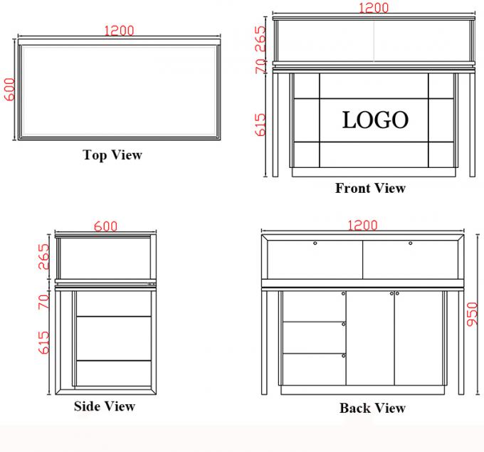 Gabinete de exhibición de oro de la aleación del escaparate de la