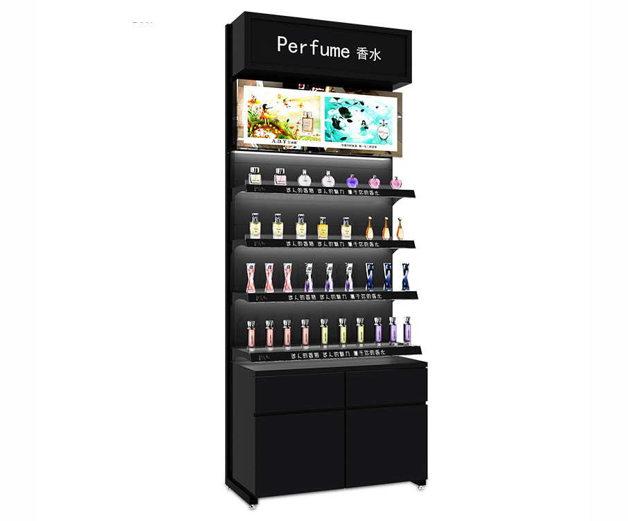 El gabinete de exhibición de lujo del perfume, gabinete de exhibición negro de la fragancia fácil monta